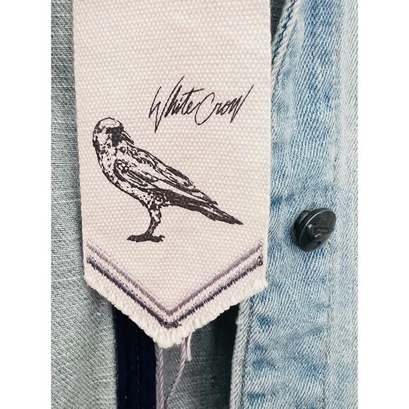 White Crow Embroidered Denim Jacket, Size Large, NWT - Picture 4 of 15